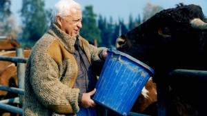 Ariel Sharon working on his Sycamore Farm.