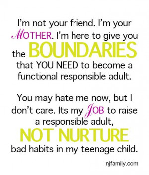 ... responsible adult, NOT NUTURE bad habits in my teenage child. facebook