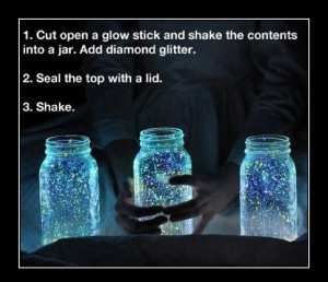 Glittery glow stick mason jarsLights, Ideas, Glow Sticks, Fireflies ...