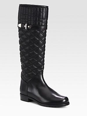 Stuart Weitzman Copilot Quilted Leather Riding Boots