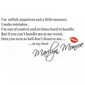 WOW!Stickers I Am Selfish-Marilyn Monroe Famous Quote Wall Sticker ...