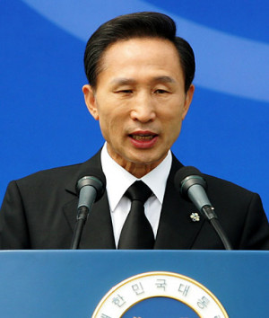 South Korean President Lee Myung-Bak speaks in Seoul, South Korea.