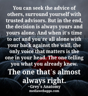 ... back against the wall, the only voice that matters is the one in your