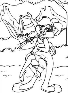 Bugs Bunny Dancing With Lola Coloring Pages - Looney Tunes cartoon ...