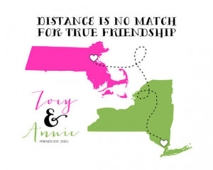 Long Distance Best Friends, Custom Map Print 8x10 - Two States, Two ...