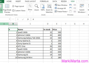 stock quotes freeze panes in excel 2013