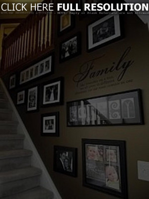 ... Decoration : Family Wall Photo Gallery In Stair Walls And Quote Decals