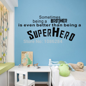 Super Hero Quote wall sticker Brother Vinyl Stickers baby boy Kids ...