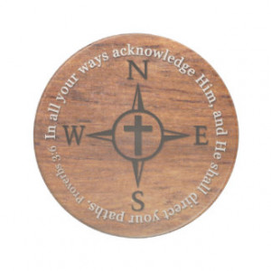 Proverbs 3:6 Direct Your Paths Bible Verse Compass Beverage Coasters