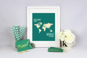 Nursery Print: Travel Quote - Welcome To The World - Kids Room ...