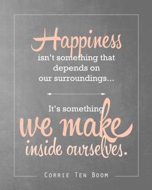 ... to download the Corrie Ten Boom happiness quote printable in peach