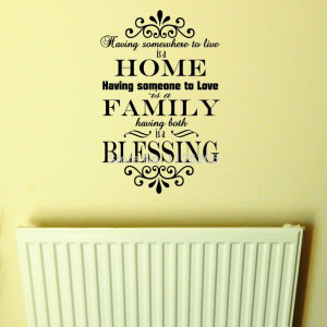 HOME, FAMILY, BLESSING Vinyl Wall Art Quote - Beautiful Design Sticker ...