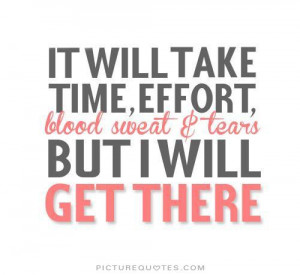 It will take time, effort, blood, sweat and tears. But i will get ...