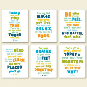 Dr Seuss quote posters, kids room quotes, playroom print set, dr seuss ...