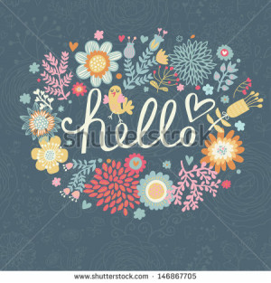Bright summer card on floral seamless background. Floral design for ...