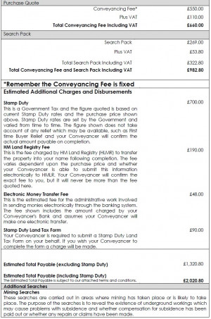 First time Buyer, Solicitor Fees quotes.