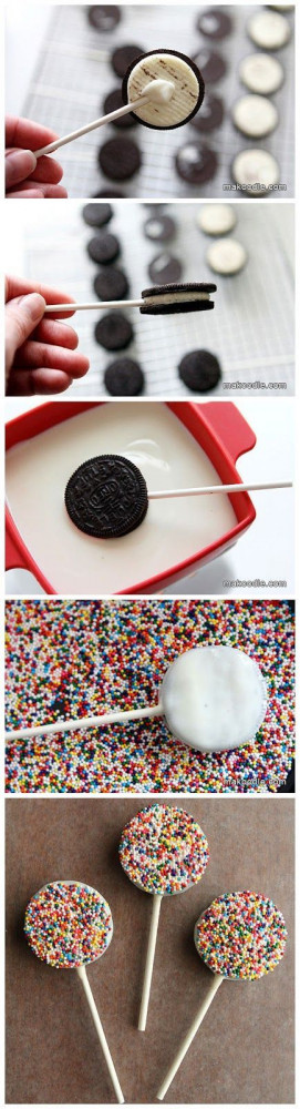 Oreo pops could be made with any kind of cookie Or any color sprinkles ...