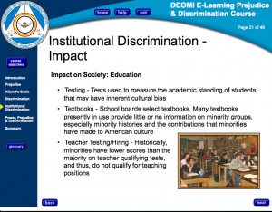Screen Shot of DEOMI “Prejudice & Discrimination” course on 2015 ...