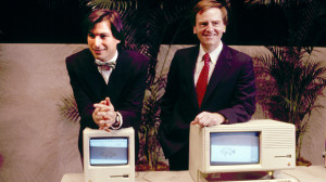 Steve Jobs, and John Sculley present the Macintosh Desktop Computer in ...