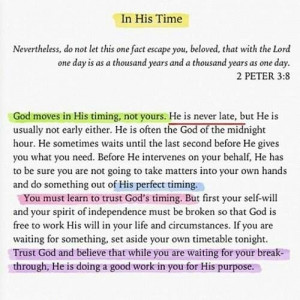 God's timing.