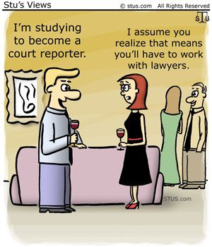 Court reporting cartoon. Cute.