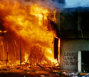 shopping mall at the intersection of La Brea and Pico is engulfed in ...