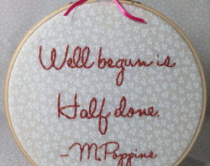 Hand embroidered Mary Poppins Quote Hoop Art ...