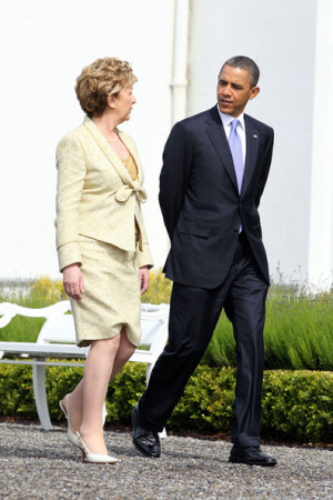 Mary McAleese U S President Barack Obama and Irish President Mary