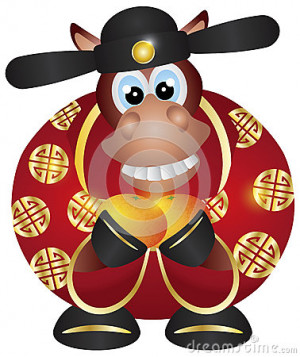 2014 Year Of The Horse Money God With Oranges Royalty Free Stock