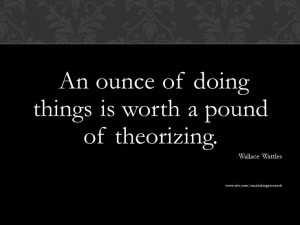 An ounce of doing things is worth a pound of theorizing. - Wallace ...