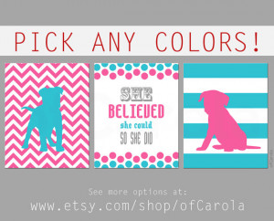 Girls She Believed She Could So She Did Quote Wall Art Print Set THREE ...
