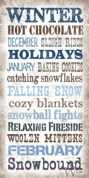 Winter Sayings Subway Art Typography Print - 10x20 Photographic Print