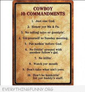 Funny Cowboy Quotes Funny cowboy 10 commandments