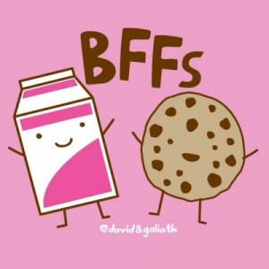 besties forever, cookies, cute, milk, pretty, quote, quotes