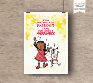 Freedom and Happiness - Happiness Quote - A4 or 8 x11 - Giclée Print ...