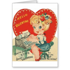 Vintage Typewriter Secretary Valentine's Day Card