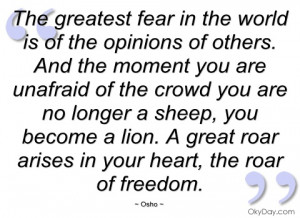 imagem the greatest fear in the world is of the osho