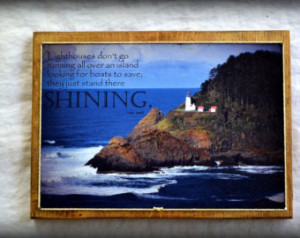 Anne Lamott quote on photo of Light house on Oregon Coast on wood. ...