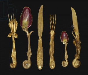 Salvador Dali silver-gilt cutlery,1957.