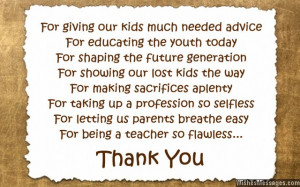 Thank You Teacher Quotes From Parents Thank you messages to teachers