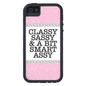 Pink Glitter Classy And Sassy Quote IPhone 5 Case 5/5S Covers