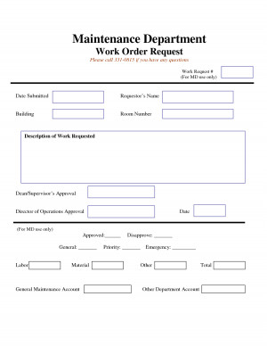 Maintenance Work Order Request Form