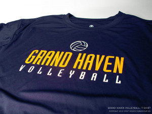 pair of t-shirts designed for the Grand Haven Volleyball Program. A ...