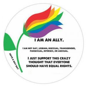 LGBT Ally Gay Straight Lesbian Bi Transgender support equal rights ...