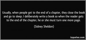 Usually, when people get to the end of a chapter, they close the book ...