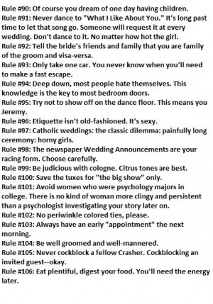 Wedding Crashers Rules The rules of wedding crashing