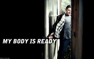 This is an animated gif of Dean Winchester dramatically opening the ...