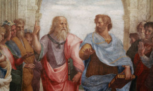 Detail of Plato and Aristotle from The School of Athens by Raphael ...