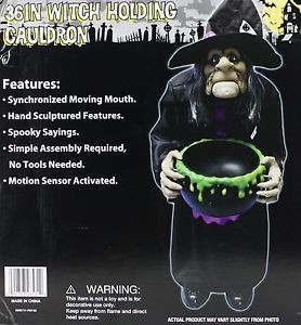 ... 36-in-Witch-Holding-Cauldron-Synchronized-Moving-Mouth-Spooky-Sayings