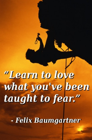 Learn to love what you've been taught to fear. - Felix Baumgartner